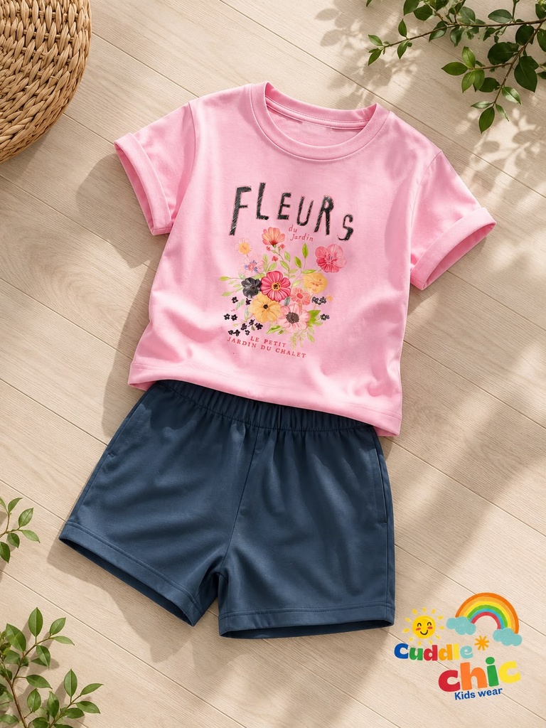 Pink fleurs set (5-6 years)